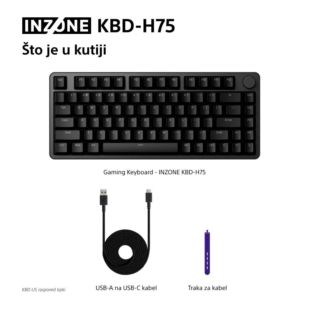 Tipkovnica SONY INZONE KBD-H75 crna